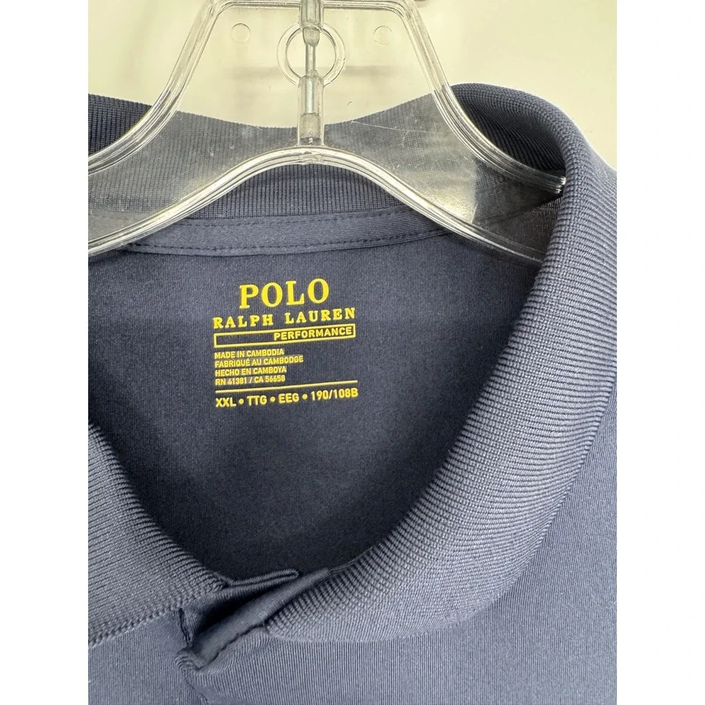 Polo Ralph Lauren Performance Polo Shirt Mens 2XL Navy Blue Short Sleeve Golf